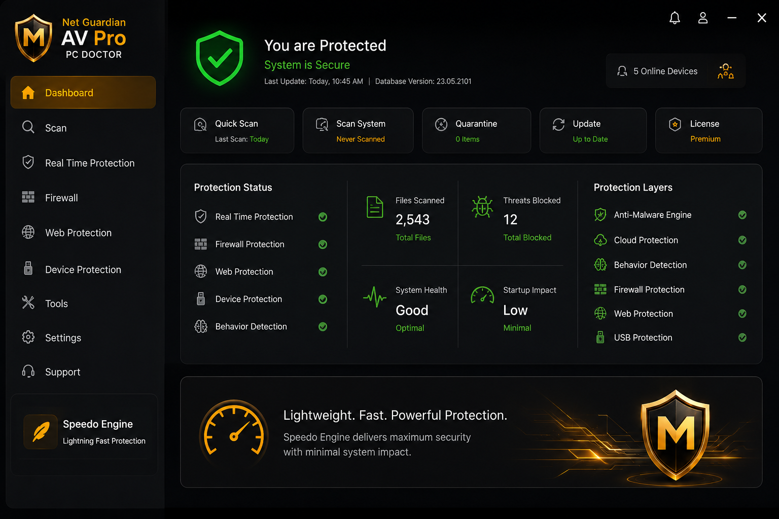 Net Guardian AV Pro Dashboard